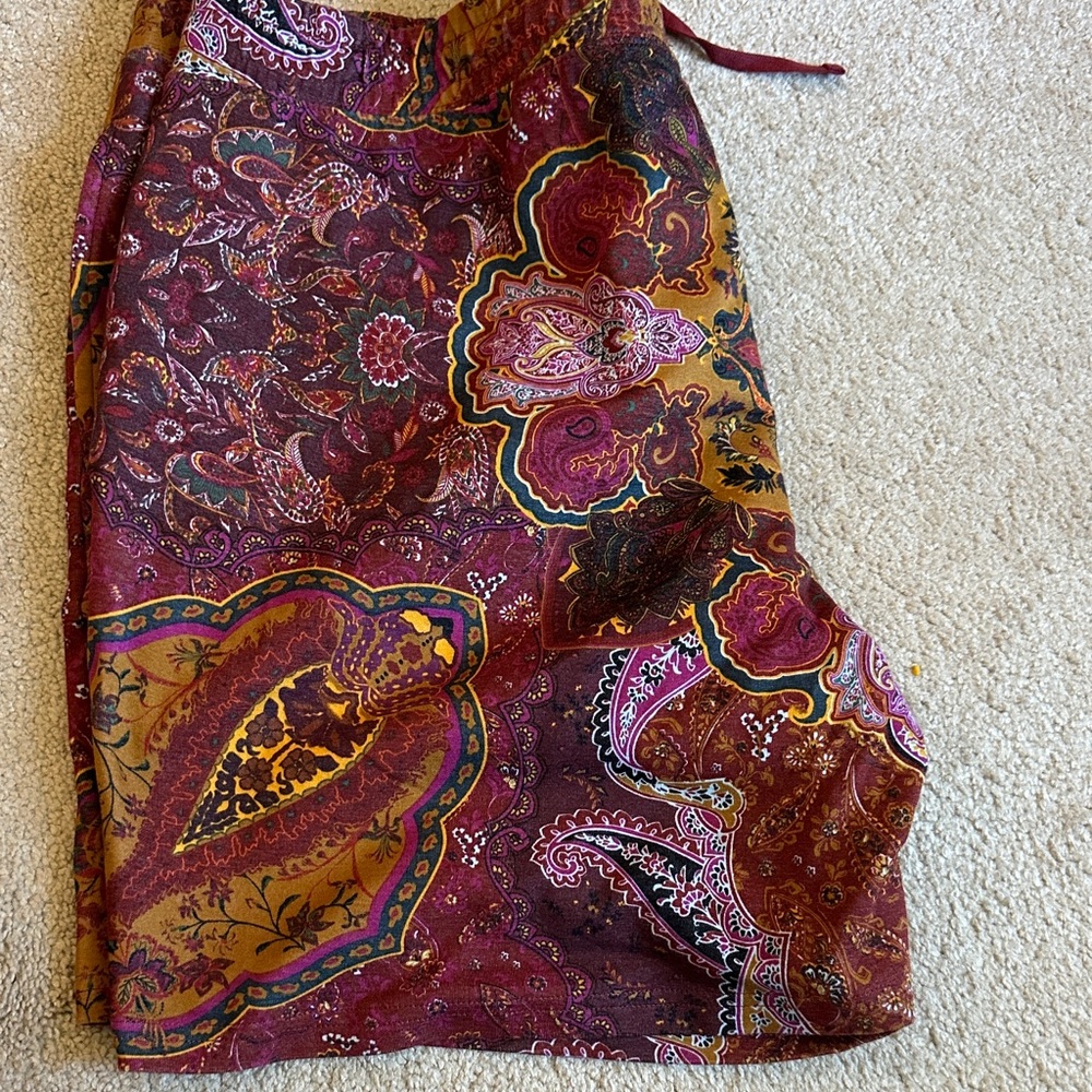 INC International Concepts Burgundy and Gold Paisley Skirt - Picture 4 of 4